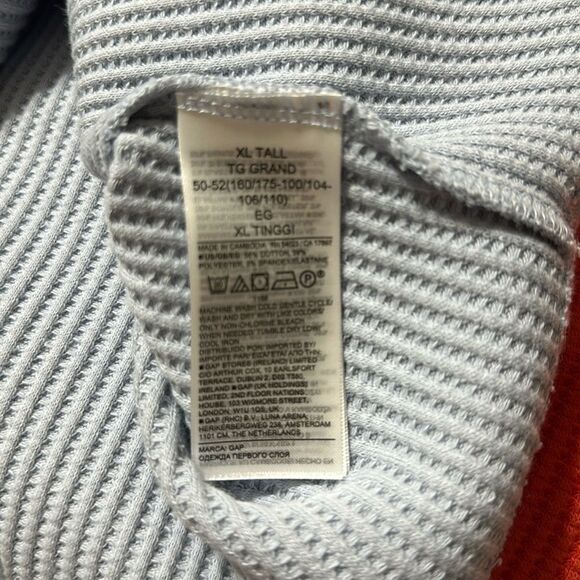 GAP XLT Ice Blue Waffle Knit Button Front Long Sleeve Henley - Picture 11 of 13